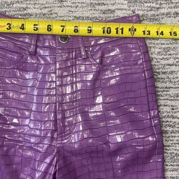 New ROTATE Birger Christiansen Purple Croc Vegan Leather Pants Size 0 FR 34 - Picture 10 of 16